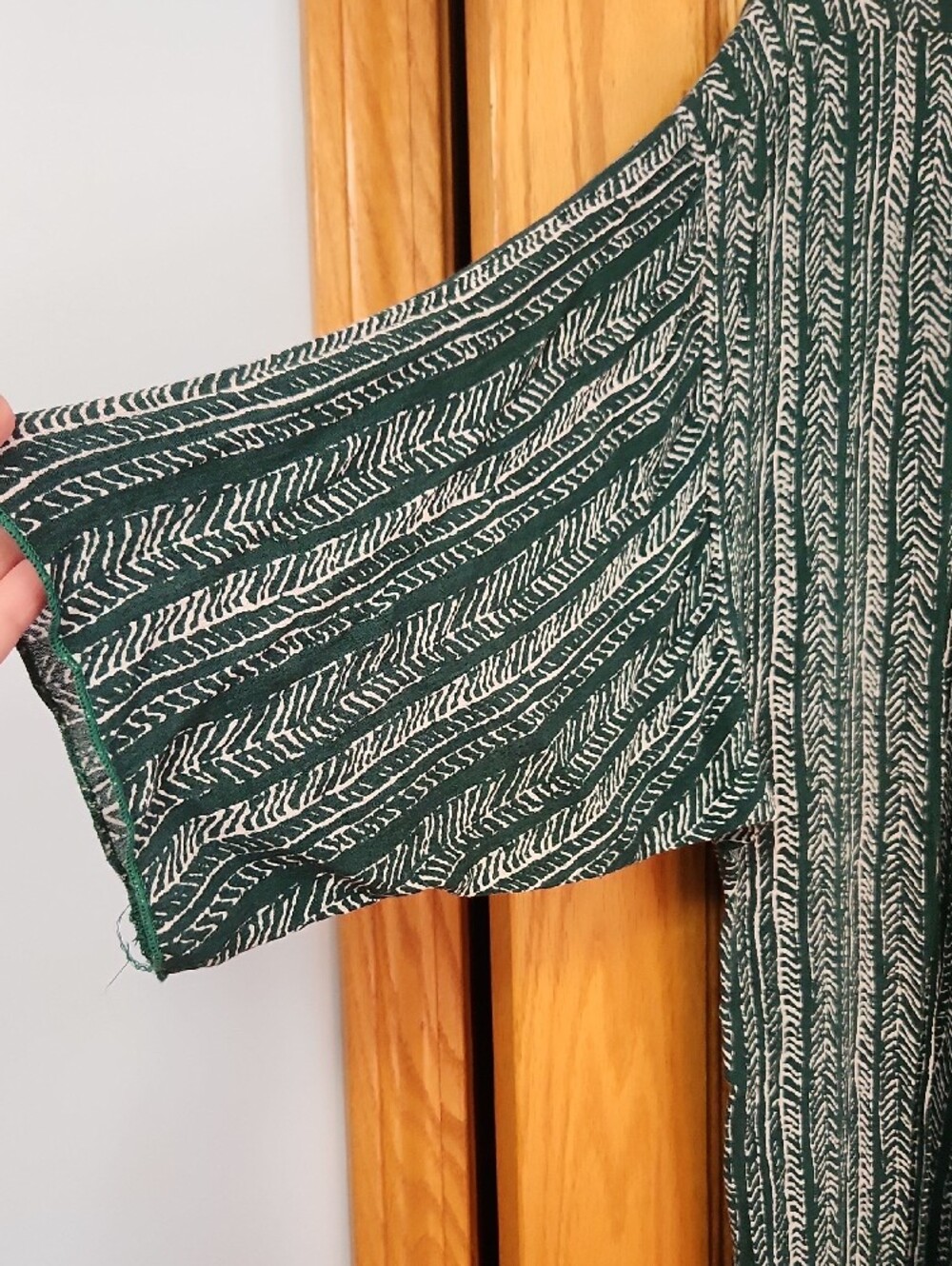 LuLaRoe Green Patterned Open-Front Duster - Picture 3 of 6